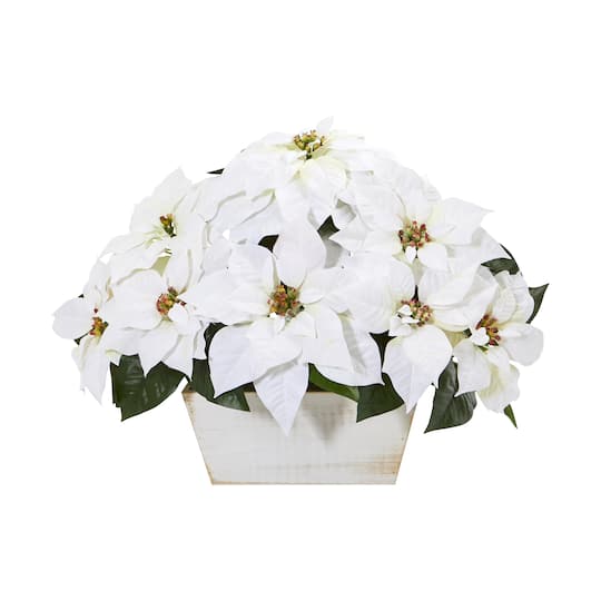 16&#x27;&#x27; White Poinsettia in White Wash Planter